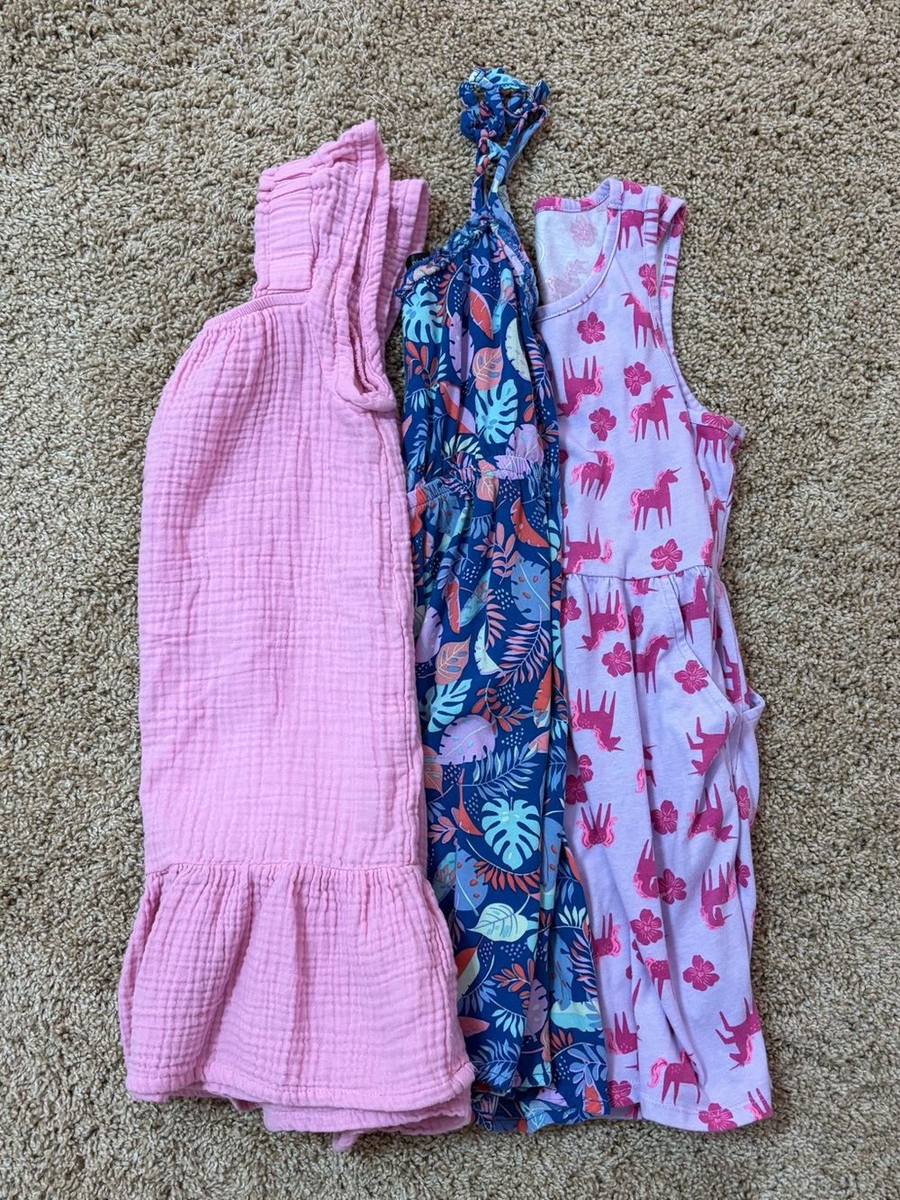 Multiples Girls' Pink and Navy Print Casual Dresses Set